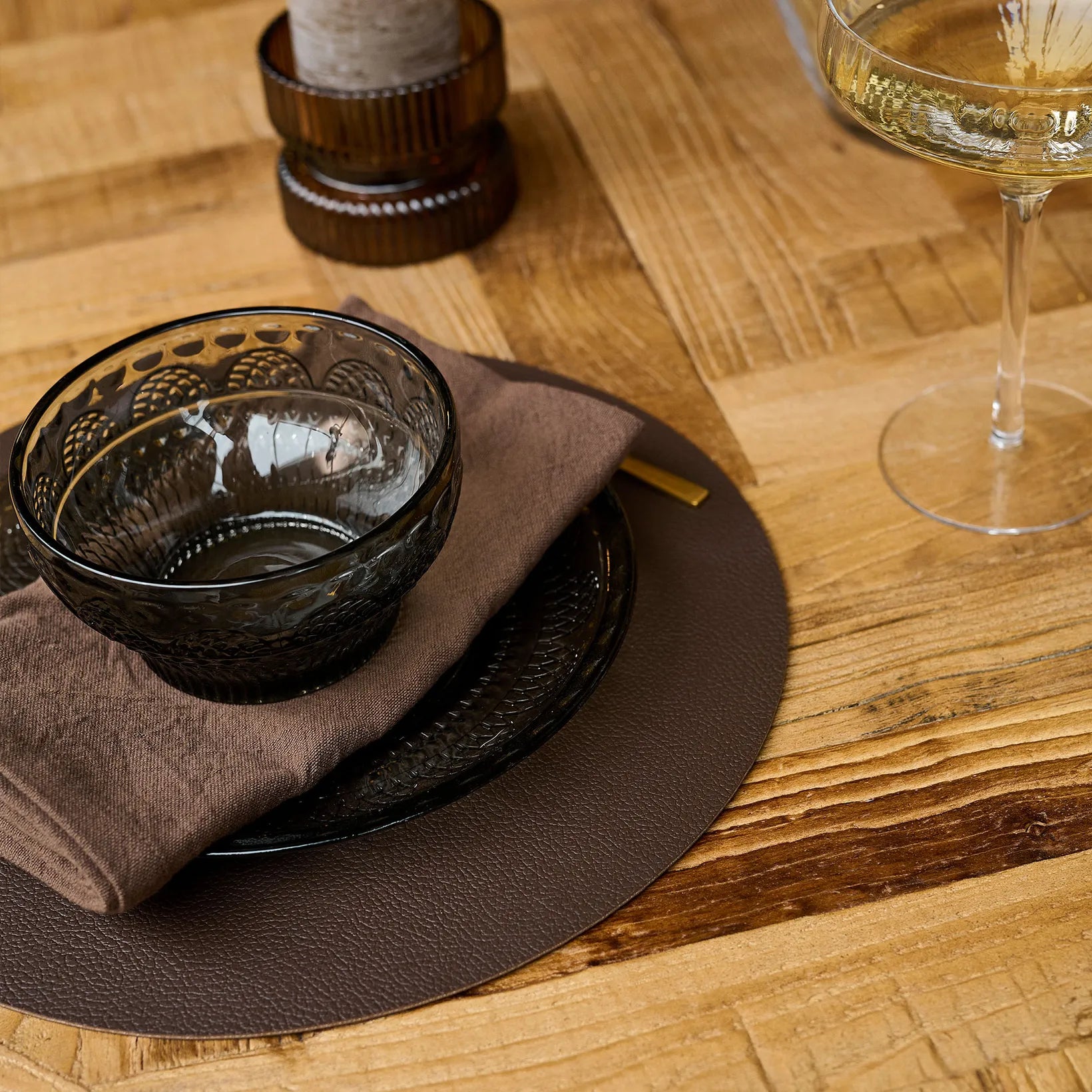 Wendbares Tischset Ø30 cm Braun/Schwarz